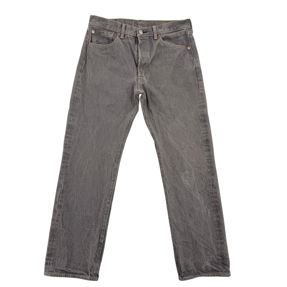 Levis 501 Original Fit Gray Denim Jeans Button Fly 00501-0631 Comfy Mens W34 L32